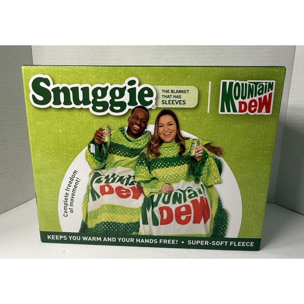 New Mountain Dew Snuggie Super-Soft Fleece Blanket With Sleeves 71"x54"